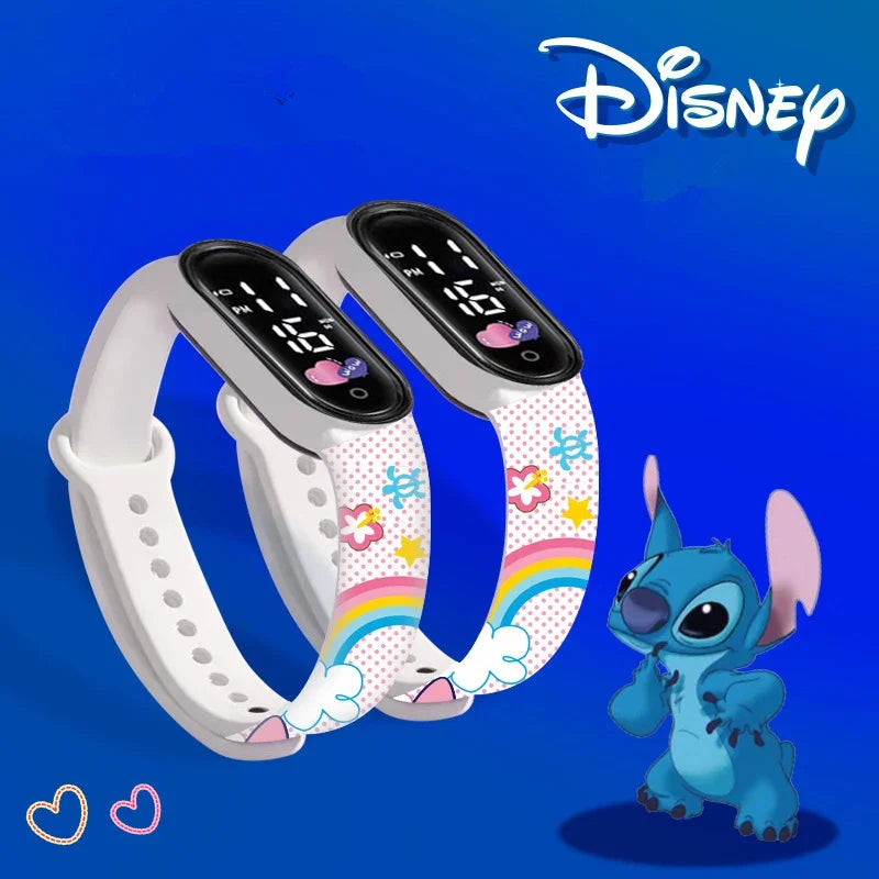 Disney Digital Kids' Watches Anime Figures Stitch LED Luminous Watch Touch Waterproof Electronic Sports Watch Kids Birthday Gift