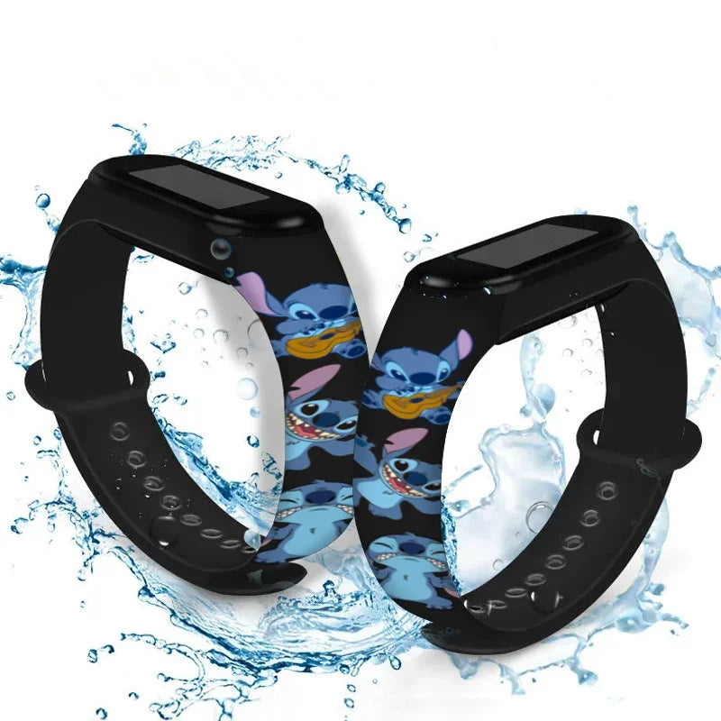 Disney Digital Kids' Watches Anime Figures Stitch LED Luminous Watch Touch Waterproof Electronic Sports Watch Kids Birthday Gift