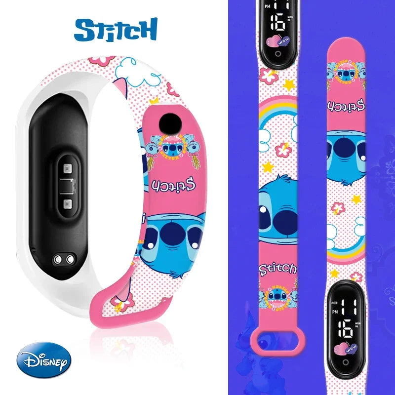 Disney Digital Kids' Watches Anime Figures Stitch LED Luminous Watch Touch Waterproof Electronic Sports Watch Kids Birthday Gift
