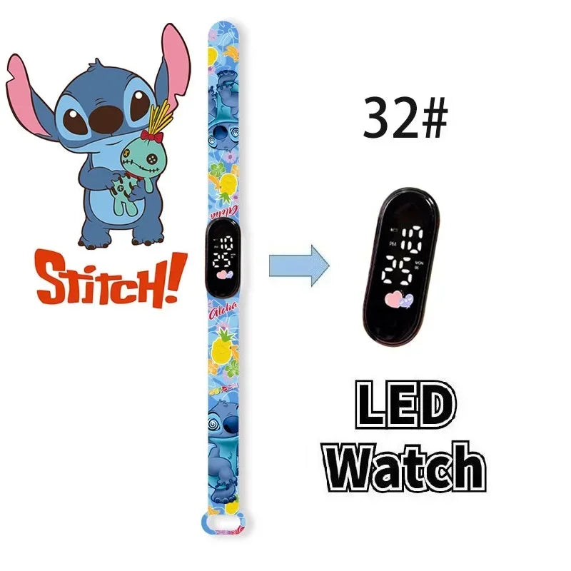 Disney Digital Kids' Watches Anime Figures Stitch LED Luminous Watch Touch Waterproof Electronic Sports Watch Kids Birthday Gift
