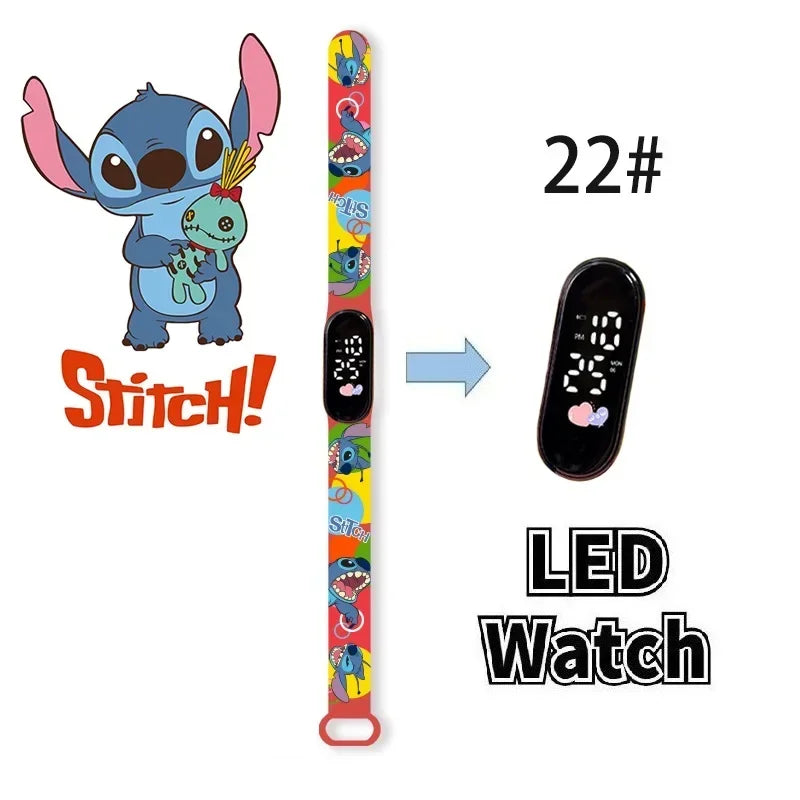 Disney Digital Kids' Watches Anime Figures Stitch LED Luminous Watch Touch Waterproof Electronic Sports Watch Kids Birthday Gift