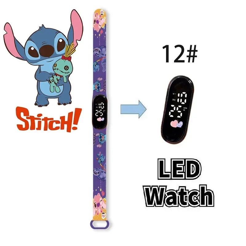 Disney Digital Kids' Watches Anime Figures Stitch LED Luminous Watch Touch Waterproof Electronic Sports Watch Kids Birthday Gift
