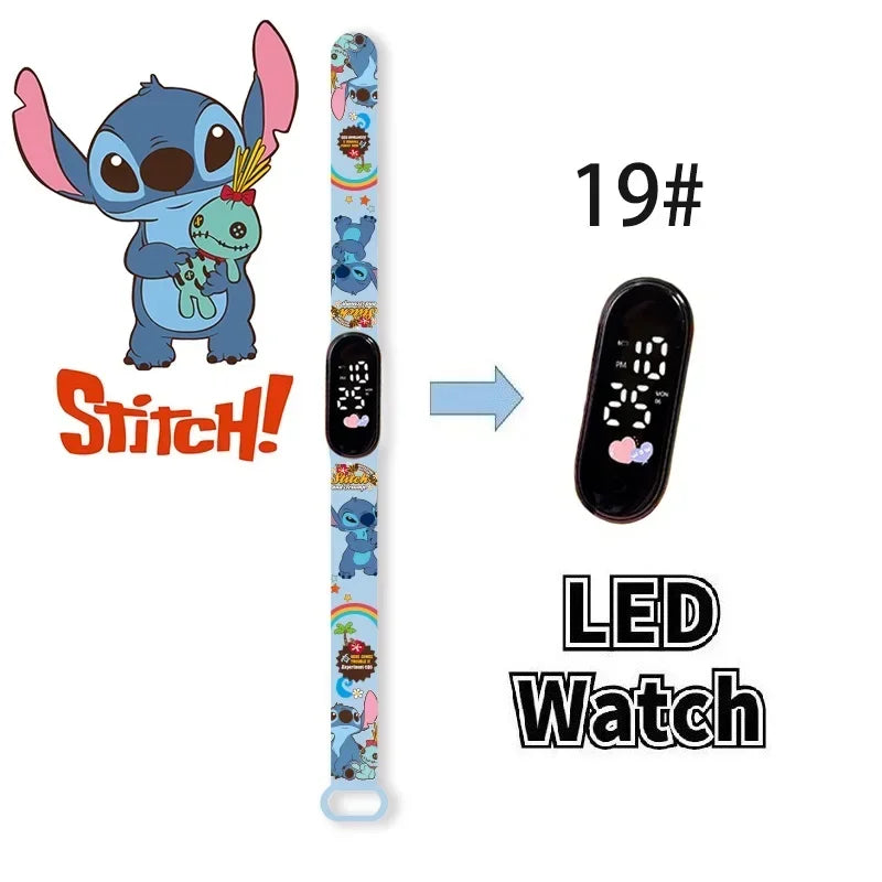 Disney Digital Kids' Watches Anime Figures Stitch LED Luminous Watch Touch Waterproof Electronic Sports Watch Kids Birthday Gift