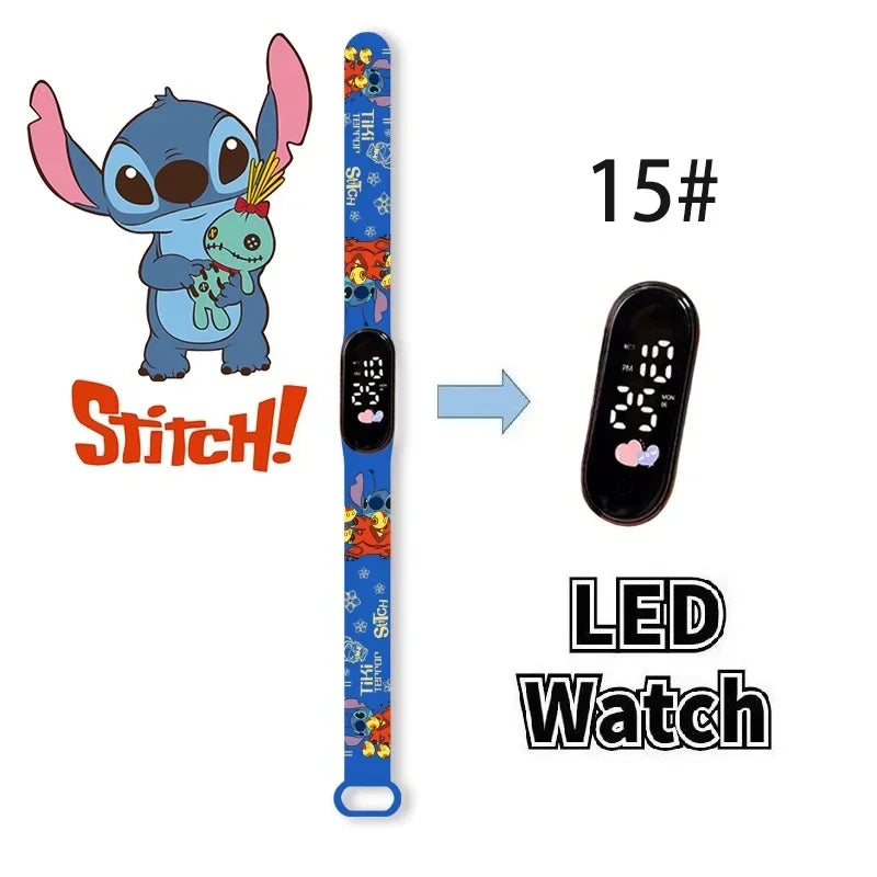 Disney Digital Kids' Watches Anime Figures Stitch LED Luminous Watch Touch Waterproof Electronic Sports Watch Kids Birthday Gift