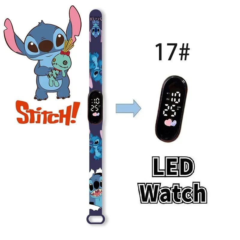 Disney Digital Kids' Watches Anime Figures Stitch LED Luminous Watch Touch Waterproof Electronic Sports Watch Kids Birthday Gift
