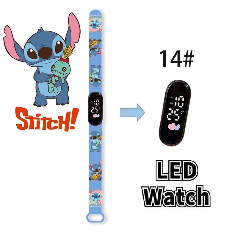 Disney Digital Kids' Watches Anime Figures Stitch LED Luminous Watch Touch Waterproof Electronic Sports Watch Kids Birthday Gift
