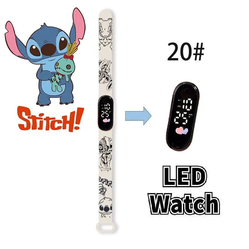 Disney Digital Kids' Watches Anime Figures Stitch LED Luminous Watch Touch Waterproof Electronic Sports Watch Kids Birthday Gift