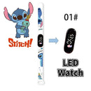 Disney Digital Kids' Watches Anime Figures Stitch LED Luminous Watch Touch Waterproof Electronic Sports Watch Kids Birthday Gift