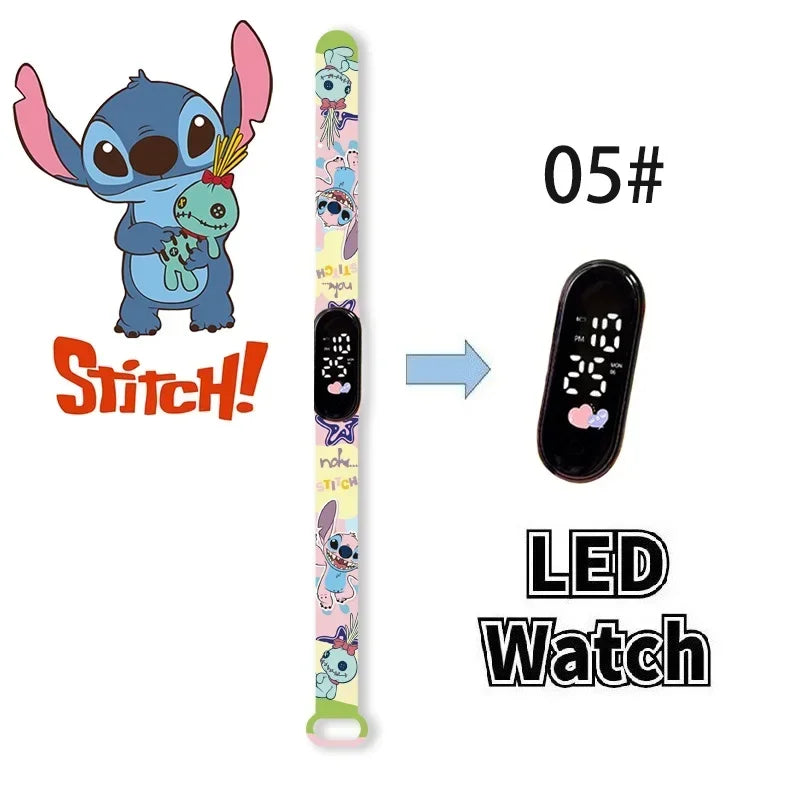 Disney Digital Kids' Watches Anime Figures Stitch LED Luminous Watch Touch Waterproof Electronic Sports Watch Kids Birthday Gift
